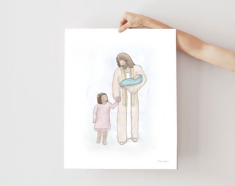 Jesus With Children Art Print: Christ Painting (Digital Download)