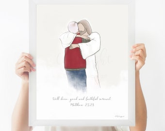 Husband Loss Gift, Dad Loss Gift, Remembrance, Loss of Loved One, Christ's Arms, Jesus Christ Painting, Reuniting in Heaven, Christ, Grandpa