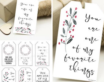 Watercolor Christmas Gift Tags, Favorite Things (Printable)