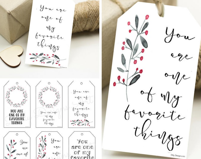 Featured listing image: Watercolor Christmas Gift Tags, Favorite Things (Printable)