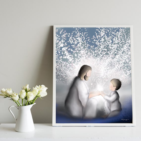 The Light of Christ, Boy With Jesus, Christian Art, Jesus Art, Christ Art, Church Art, Church Gift, Primary Gift, Christ Printables, Gospel