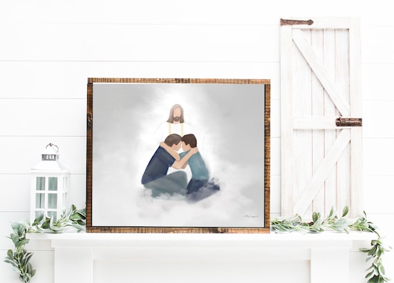Dad and Son Reunion in Heaven Art: Memorial Gift (Digital Download)