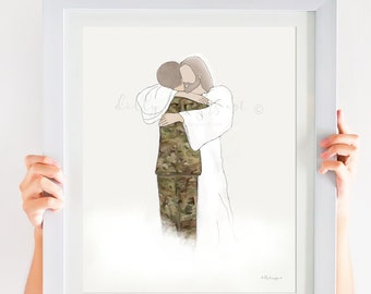 Christ Hugging Soldier Art Print: Military Memorial (Digital Download)
