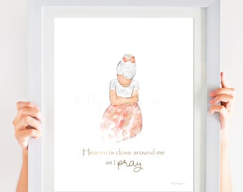 Christian Prayer Art Print: Little Girl's Room Decor (Digital Download)