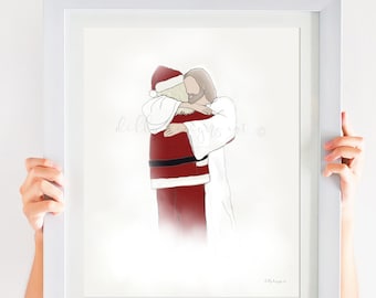 Santa Hugging Jesus Print: Christian Christmas Wall Art (Digital Download)