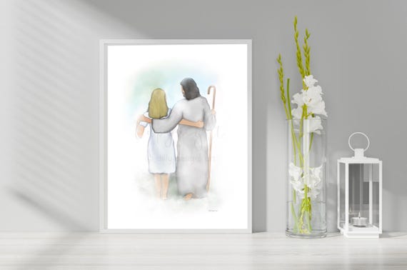 Woman and Jesus, Christ Art, Jesus Art, Jesus Printable, Christ Printable, Jesus Painting, Christ Painting, Printable Artwork, Church Art