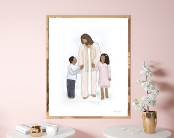 Jesus With Children Art Print: Christian Home Decor (Digital Download)