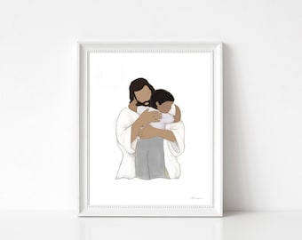 Boy with Jesus, Jesus and Boy, Black Boy, Black Jesus, In Your Own Image, Religious Art, Religious Printable, Christian Art, Primary Artwork