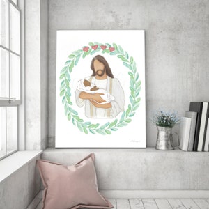 Angel Baby In Heaven, Printable Artwork, Black Baby, Printable Wall Art, Jesus Art, Jesus and baby, Baby and Jesus, Christ and Baby, Jesus