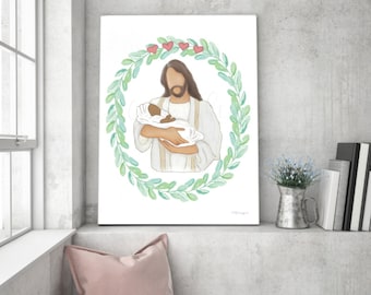 Jesus and Baby Art Print: Angel in Heaven Artwork (Digital Download)