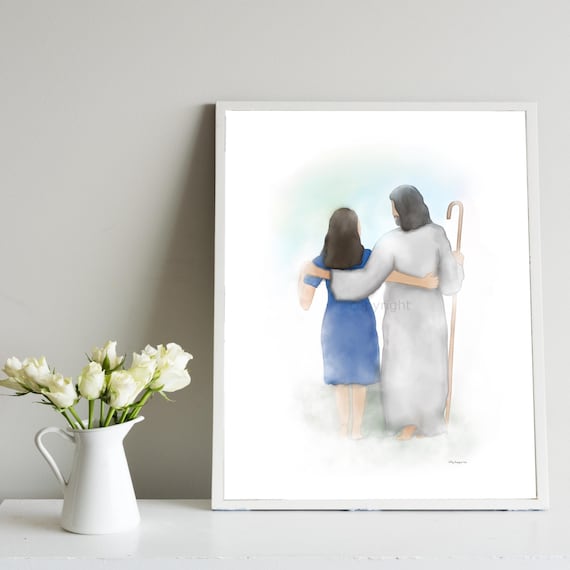 Jesus Walking With Woman Art: Christian Faith Print (Digital Download)