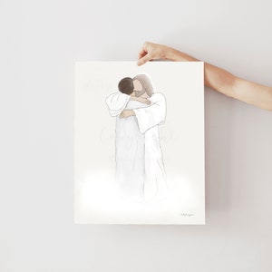 Memorial Artwork, Printable Gift, Jesus Artwork, Christ Artwork, Religious Artwork, Heaven Depiction, Christian Art, Bereavement Art,Funeral