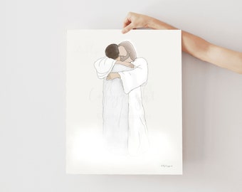 Jesus Hugging Child Memorial Art Print: Christian Bereavement Gift (Digital Download)