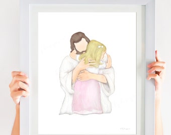Jesus and Child Art Print, Christian Home Decor (Digital Download)