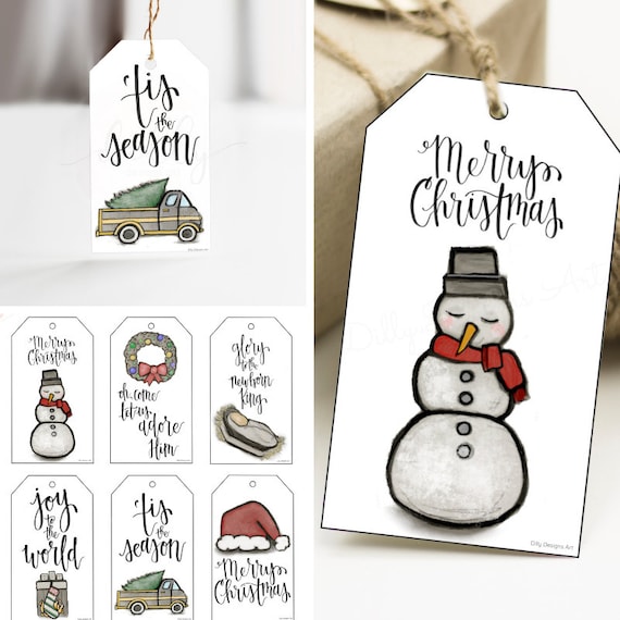 Printable Christmas Tags, Art Gift Tags, Calligraphy Gift Tags, Christmas Gift Tags, Tis The Season, Glory To The Newborn King, Merry Christ