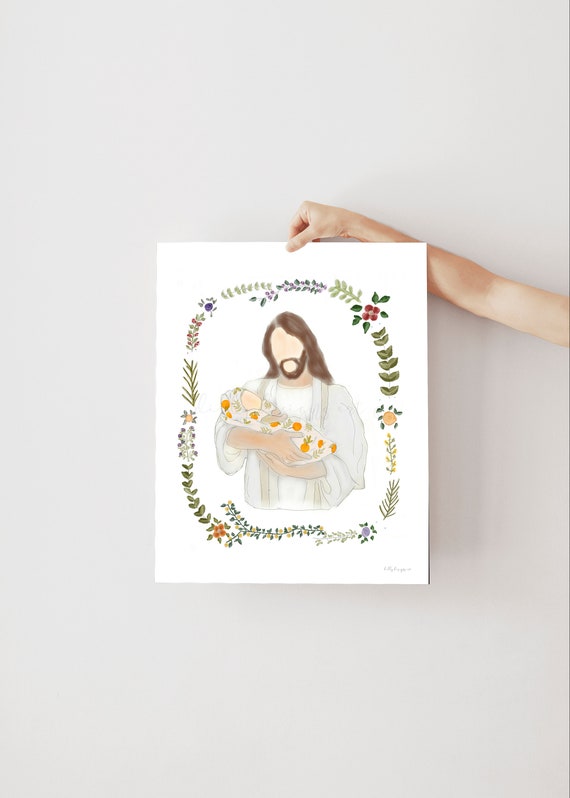 Infant Loss Memorial Art: Angel Baby Floral Wreath (Digital Download)