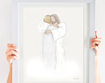 Printable Memorial Gift: Jesus Christ Art, Heaven Depiction (Digital Download)