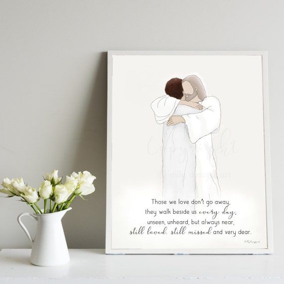 Woman Hugging Jesus, Printable Art, Funeral Art, Funeral Gift, Remembrance Gift, Remembrance Art, Hand Drawn, Heaven Art, Mom Loss,Wife Loss