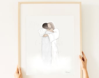 Man With Christ Sympathy Art Print: Loss Gift (Digital Download)