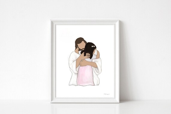 Christ and Child, Brown Girl, Embrace, Jesus Embrace, Hugging Child, Little Kid, Little Child, Suffer The Children, Comforting Art, Christ