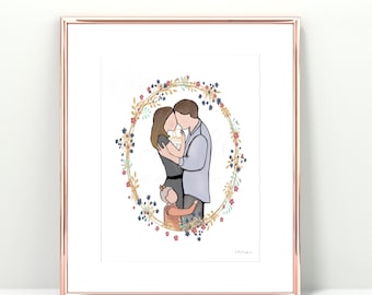 Memorial Family Portrait Art: Baby Loss Remembrance Gift (Printable)