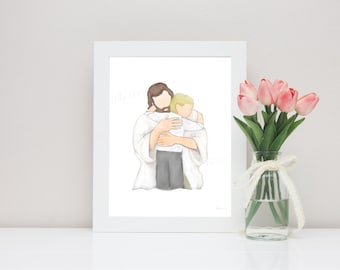 Jesus and Child Art Print, Christian Wall Decor (Digital Download)