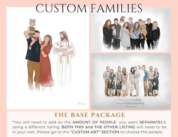 Custom Faceless Family Portrait, The Base Package, Art With Christ, Personalized Christian Wall Art, Digital or Print, Family Illustration