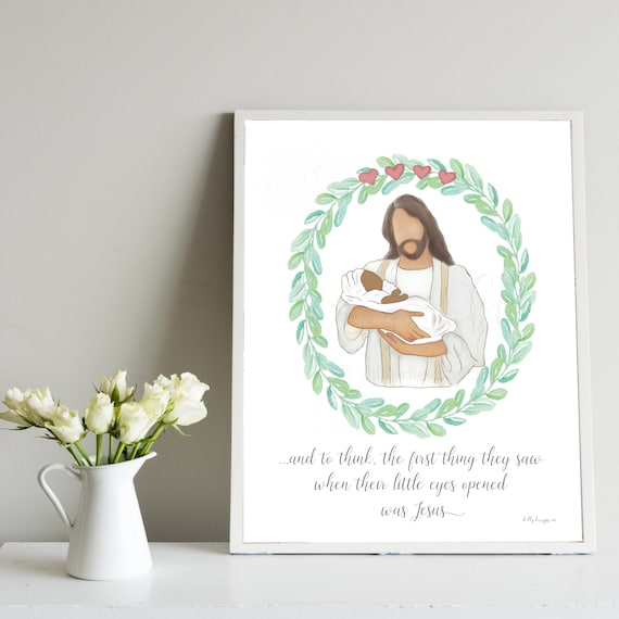 Christ and Baby Art Print, Miscarriage Gift, Infant Loss (Digital Download)