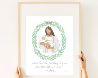 Jesus Holding Baby Memorial Art Print: Infant Loss Gift (Digital Download)