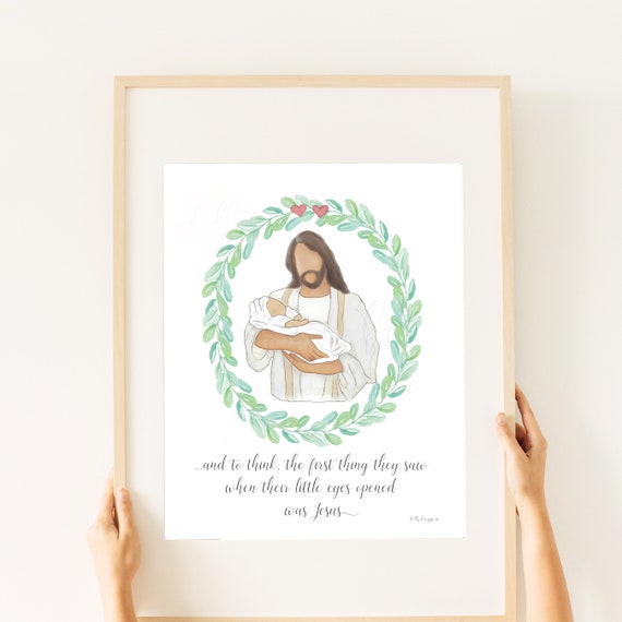 2 Hearts, Baby Losses, Printable Gift, Baby Artwork, Infant Loss, Infant Printable, Jesus Holding Baby, Christ Holding Baby, Jesus and Baby