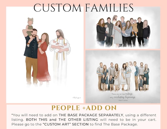PEOPLE ADD ON, Add To Cart With The Base Package, Art With Christ, Personalized Christian Wall Art, Digital or Print, Family Painting, Draw