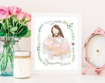 Christ Holding Angel Babies Art Print: Infant Loss Remembrance (Digital Download)