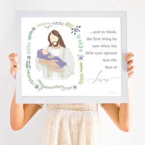 Infant Loss Art Print: Face of Jesus, Angel Baby (Digital Download)