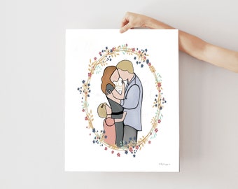 Custom Family Portrait Drawing: Remembrance Gift (Digital Download)
