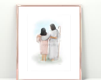 Jesus and Woman Art Print: Comforting Christian Decor (Digital Download)