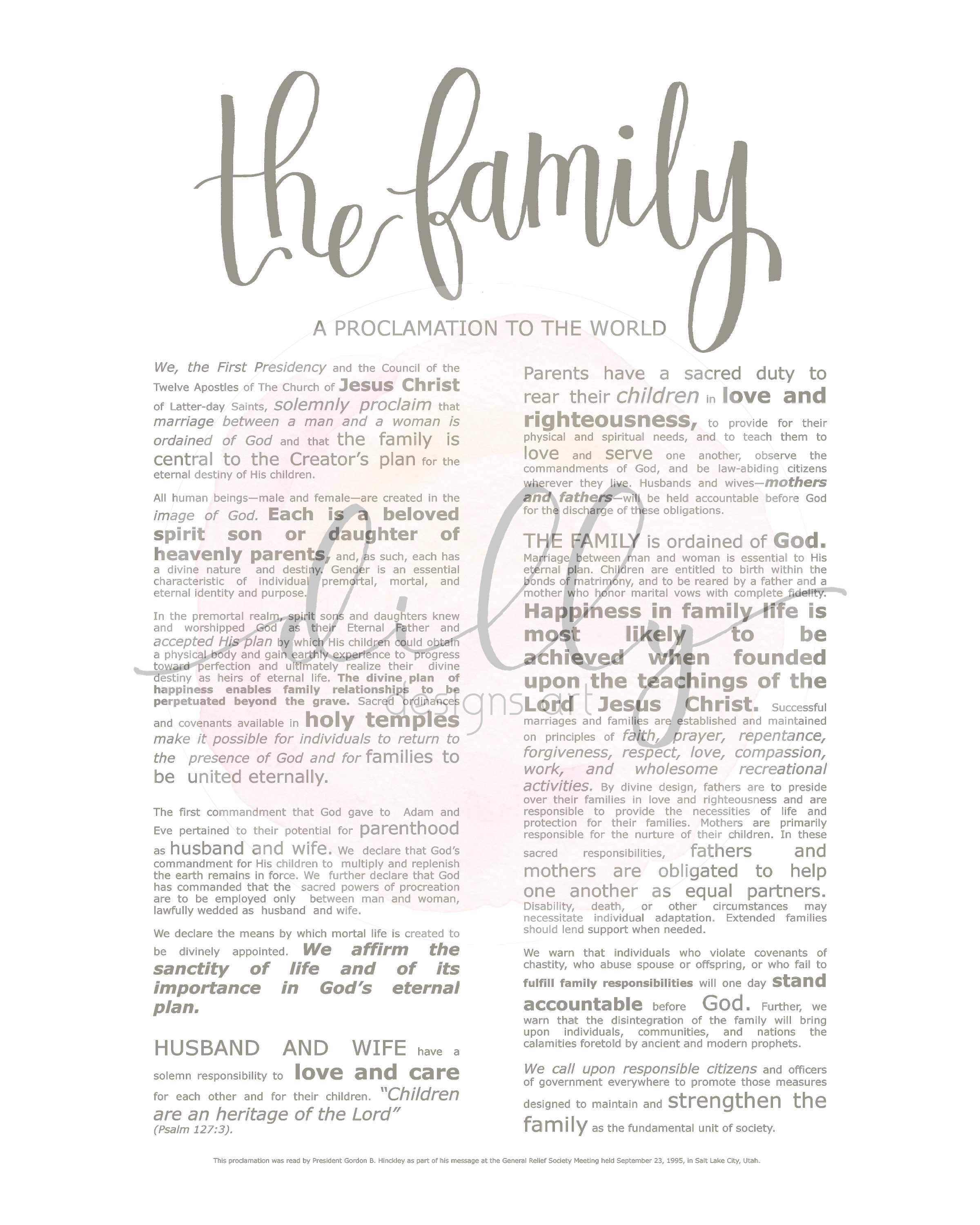 Household Proclamation, Progressive Emphasised, Progressive LDS Printable photo relating to The Family a Proclamation to the World Printable referred to as Loved ones Proclamation, Impressive Emphasised, Impressive LDS Printable