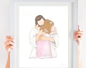 Jesus Christ Hugging Child Art Print: Christian Home Decor (Digital Download)