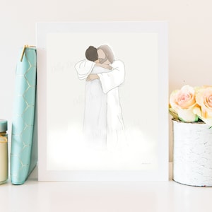 Christ Embracing Loved One Art: Sympathy Gift (Digital Download)