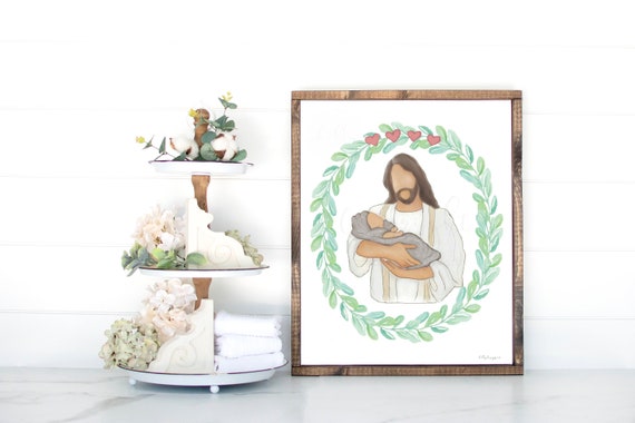 Multiple Miscarriages, Four Miscarriages, Four Losses, 4 Miscarriages, 4 Losses, Four Hearts, Christ Holding Baby, Baby Memorial, Infant Art