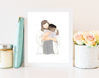 Jesus Hugging Child Art Print: Christian Wall Decor (Digital Download)