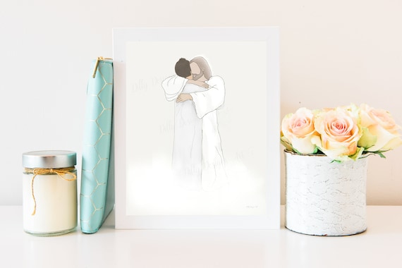 Christ and Loved One Art Print, Sympathy Gift (Digital Download)