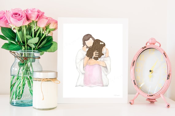 Jesus Hugging Girl Art Print: Children With Christ (Digital Download)