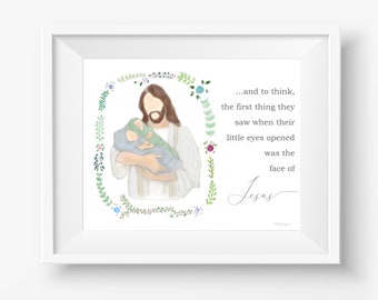 Twin Loss Memorial Art Print: Jesus Holding Babies (Digital Download)