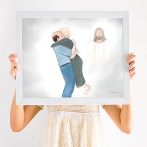 Couple Reuniting In Heaven, Spouse Loss, Husband Loss, Wife Loss, Parent Loss, Sympathy Gift, Sympathy Art, Condolence Gift, Condolence Art