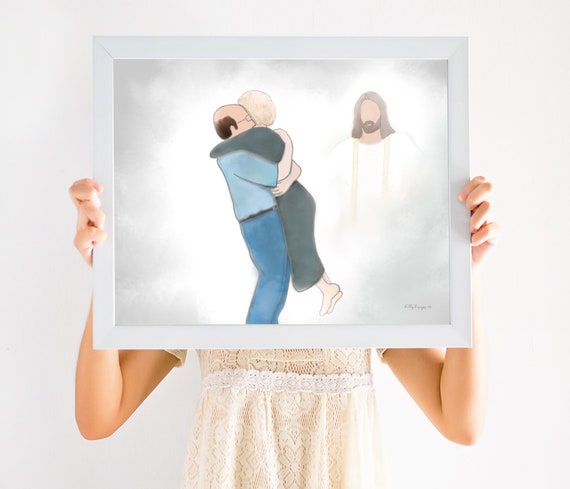 Couple Reuniting In Heaven, Spouse Loss, Husband Loss, Wife Loss, Parent Loss, Sympathy Gift, Sympathy Art, Condolence Gift, Condolence Art