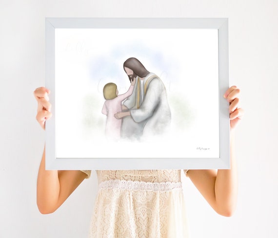 Christ Kneeling, Jesus Kneeling With Child, Christ Kneeling With Child, Jesus Christ Art, Christian Art, Christian Printables, Church Art