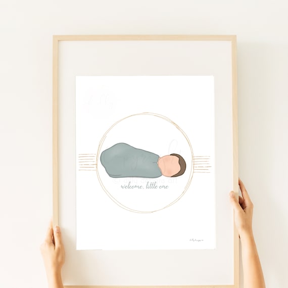 Baby Boy Nursery, New Baby, New Mom, Blue and Gold, Welcome Little One, Bundle of Joy, Printable Nursery Decor, Printable Baby Shower Gift