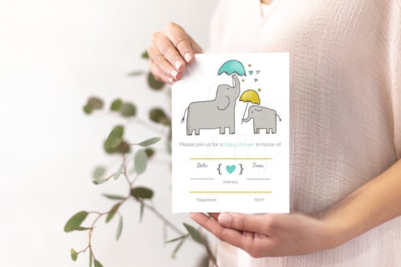 Elephant Baby Shower, Elephant Invites, Teal and Gold Invite, Elephant Inviations, Baby Shower Invites, Elephant Shower, Baby Elephant, Gold