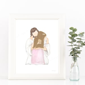 Girl Hugging Christ, Jesus Hugging Girl, Children with Christ, Girl With Jesus, Children With Jesus, Jesus Christ Painting, Digital Art, Art