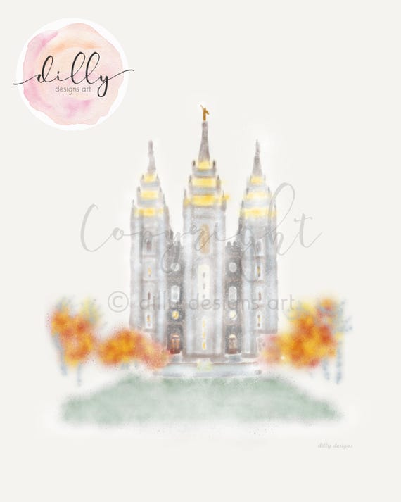 SLC Temple Watercolor Painting, LDS Wall Art (Digital Download)
